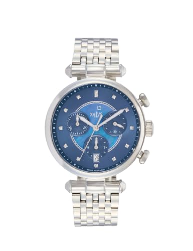 Image of Xylys Sparkle Swiss Chronograph Silver Stainless Steel Strap Blue Dial Watch for Women