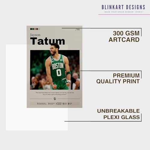 Image of BLINKART Jayson Tatum | Nba Basketball Player | Synthetic Wood Photo Framed Wall Hanging Poster For Room & Office Bedroom Living Boys And Girl Room Home Wall Hanging | 13x10 Inches