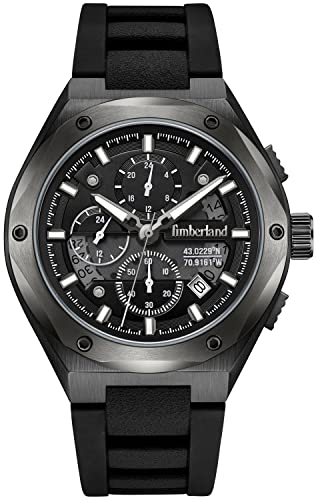 Timberland Abbotville TDWGQ2231203   Cronógrafo para Hombre (Correa de Silicona, diámetro de la Caja: 46 mm), Color Negro, Negro, Moderno