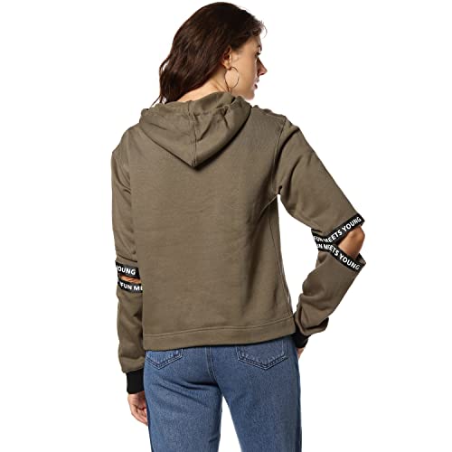 Image of Campus Sutra Women's Cotton Hooded Neck Sweatshirt