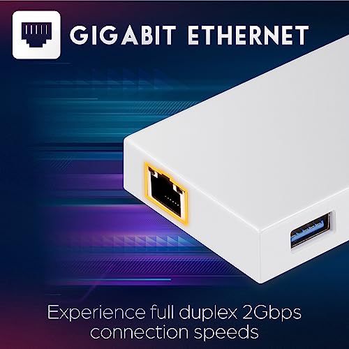 Image of TRENDnet 3-Port USB 3.0 Hub, TU3-ETGH3, Compact USB to Ethernet Adapter, 3 x USB 3.0 Ports, 1 x RJ-45 Gigabit Ethernet Port, Supports XP, Vista, Windows, Mac OS 10.6-10.9, Nintendo Switch, White
