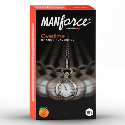 Image of Manforce Overtime 3 In 1 Orange Flavour Condoms, 10 Count