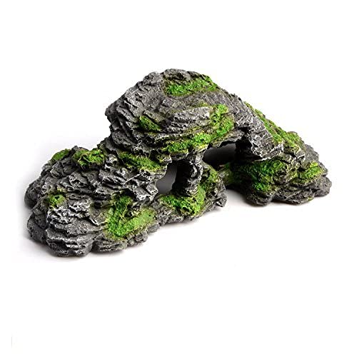 Mountain Cave Aquarium Decor, Natural Rock Stone Hideout, Resin Fish Hideout & Ornament for Shrimp Betta Small Fish, Fish Tank Decoration Ornament