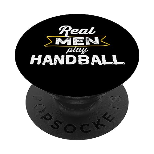 Funny Real Men Play Handball Sports Hand Ball PopSockets Swappable PopGrip, Black