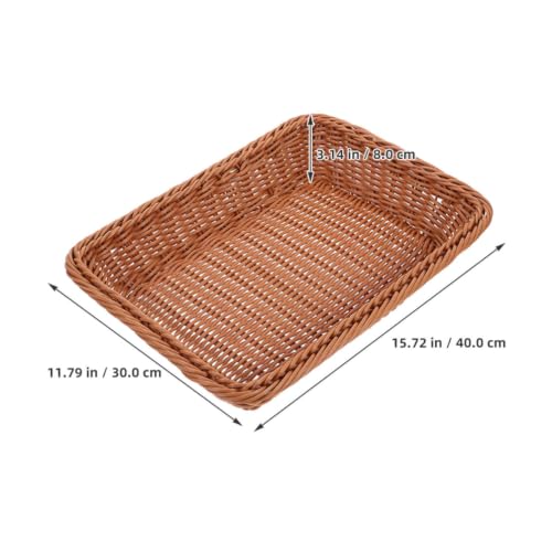 Cesta para pan lavable y resistente de PP, organizador rectangular marrón reutilizable 3