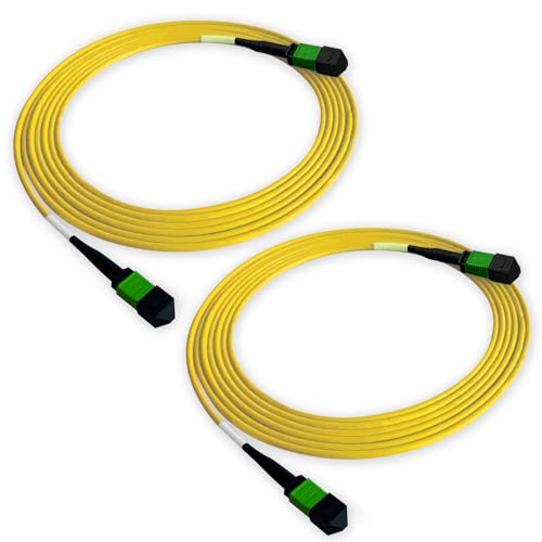 Image of 2Pcs 3m MPO Fiber Optic Patch Cord, Single Mode Cable Jumper Plug, Female to Female, 12 Core 6 Channel Type B, APC end face, LSZH 3.0mm G657A1, Compatible with 8 Core 4 Channel MPO