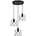 ROCUNSI 3-Light Pendant Light Fixtures, Farmhouse Hanging Pendant Lighting, Dining Room Chandelier, Industrial Kitchen Island Hanging Light Fixture, Black Metal Cage Pendant Ceiling Lamp for Kitchen