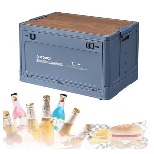Pobbycrafm Cajas Almacenaje Plastico De Camping Plegable Baul Almacenaje Exterior Cajas De Plastico con Tapa Storage and Organization Armario Exterior Blue 30L