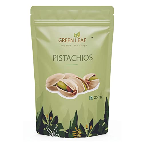 Image of Green Leaf Premium Roasted and Salted Dry Fruits Silver Pistachio(Khara Pista) 250Gm with Pink Salt, No Added Oils Ziplock Pouch 100% Natural Pista