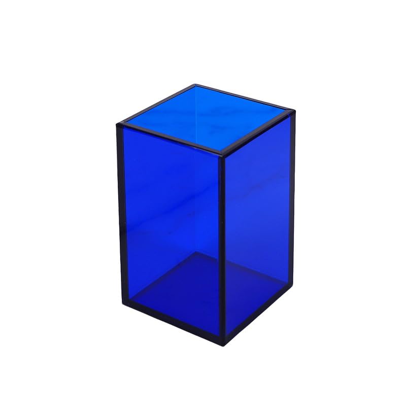 Globellapro 7 * 7 * 10cm Acrylic Pen Holder For Desk,Dark Blue Acrylic Pen Pot Makeup Brush Holder Non-Slip Square Pencil Cup For Office/Home/School Supplies