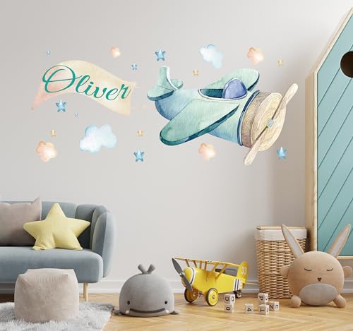 Vinilo Decorativo Avión Personalizado para Niños 15x6 in miniatura 2
