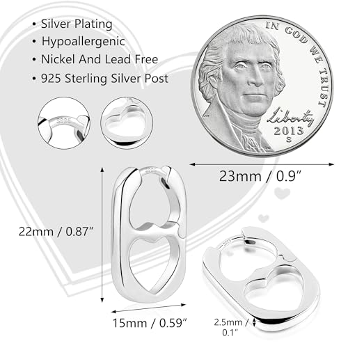 925 Sterling Silver Heart Rectangle Hoop Earrings for Women Trendy Geometric S925 Hypoallergenic Oval Earring 14K Gold Plated Square Huggie Hoops Earings Valentine Jewelry Gifts4