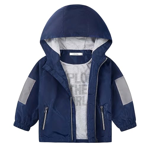 Image of Volunboy Toddler Boys Windbreaker Casual Outerwear Kids Lightweight Zip Hooded Jacket Baby Cute Dust Coat
