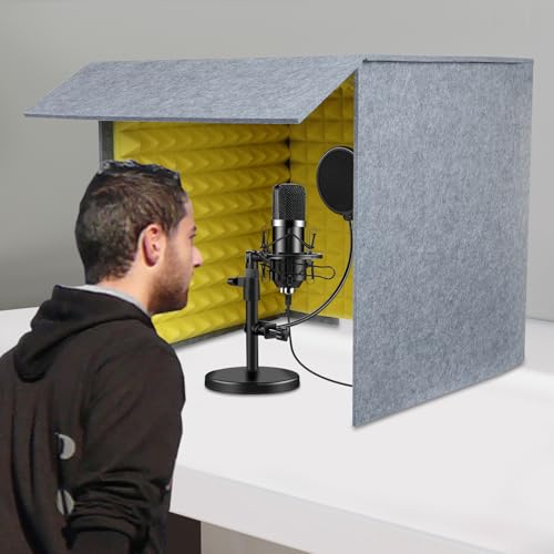 Bacocoo Cubierta portatil de escritorio insonorizada, plegable, con reducción de ruido, diseño liviano para transmisión y video conferencia (Amarillo) miniatura 2