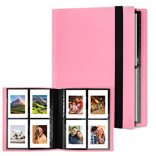 Photo Albums, 160 Pockets Scrapbook Memory Book, 40 Pages Mini Film Album for Polaroid Zink Photo Paper/Fujifilm Instax Mini Film/Kodak Zink Photo Paper/Sprocket Photo Paper - Pink