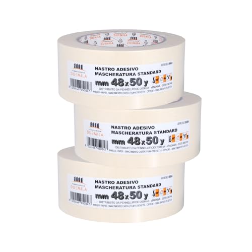 PENNELLIFICIO 2000 | Set 3 Nastri in Carta per Mascheratura e per Imbianchini, Rimozione Senza Residui, Antimacchia, Dimensioni 48 mm x 45 m – Made in Italy