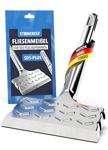 Fliesenmeißel SDS-Plus [165x75mm] 28° abgewinkelt Breitmeißel für Bohrhammer, Fliesenmeissel zur Fliesen Entfernung & Fliesenkleber, Stemmarbeiten, breiter Meißel, Flachmeißel Werkzeug