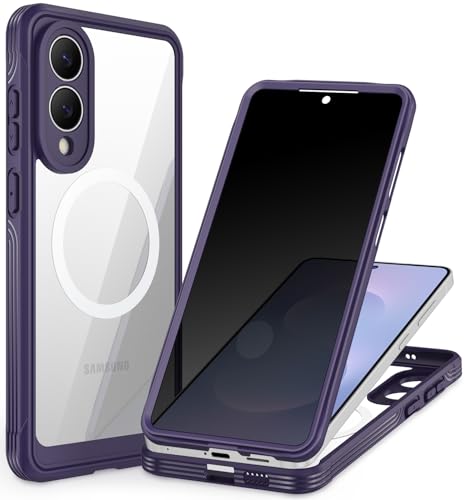 CENHUFO for Samsung S25 Edge Privacy Case Fits Magsafe 360 Full Body Shockproof Cover Built-in Privacy Screen Protector for Samsung Galaxy S25 Edge Case -Purple