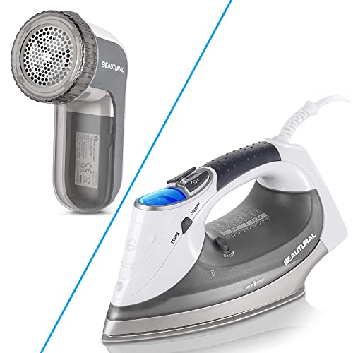 Bundle of BEAUTURAL Fabric Shaver and 1800W Steam Iron for Clothes Caring
