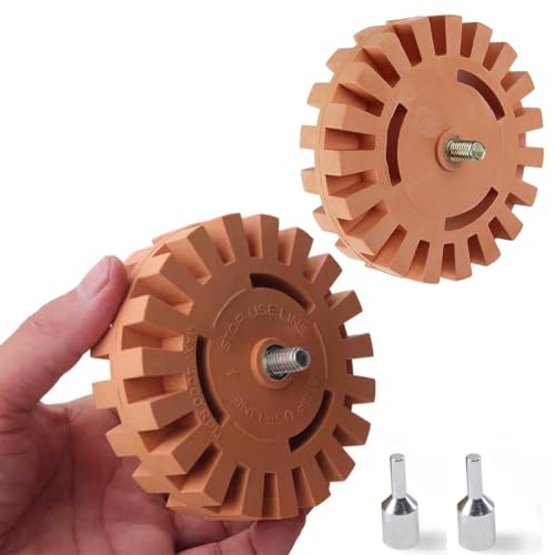 2 Pack Sticker Remover for Cars, 4inch Eraser Wheel Tool Kit with Drill Adapter, No Scrubbing, Fast Residue Cleaner for Bumper Sticker, Labels, Tape Glue, Pinstripe，Adhesive Vinyl for Cars, Boats