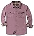 Cromoncent Mens Flannel Shirts Business Casual Long Sleeve Button Down Shirts, Flannel Pink,Medium