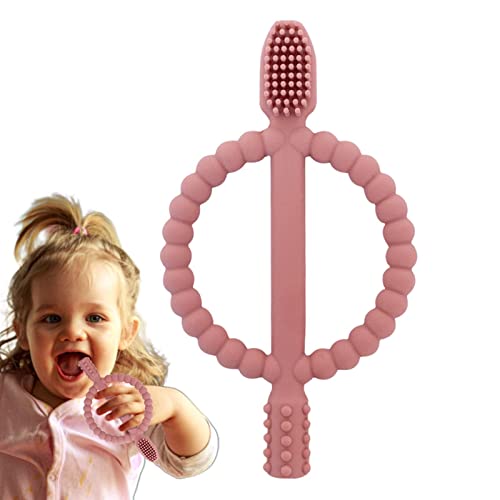 トレーニング歯ブラシ幼児 | ハンドル付き柔らかい幼児用歯ブラシ - 6〜12か月の赤ちゃん用歯が生えるおもちゃ、赤ちゃん用の初めての歯ブラシ、おしゃぶりおもちゃ、口腔洗浄