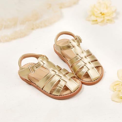 Image of Flaryzone Girls Sandals Closed Toe Summer Flats Dress Sandals Shoes Toddler /Little Kid