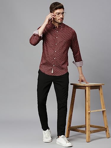 Image of Thomas Scott Men's | Printed | Full Sleeve | Slim Fit | 100% Cotton | Spread Collar | Casual Shirt