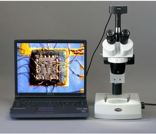 Image of AmScope SW-2T24X Trinocular Stereo Microscope, WH10x Eyepieces, 10X /20X /40X Magnification, 2X /4X Objective, Upper and Lower Halogen Lighting, Pillar Stand, 110V-120V, Includes 0.5x Barlow Lens