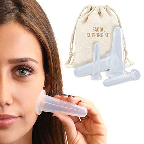 Ozziko Anti-Aging Facial Cupping Therapy Set - 4 Silicone Suction Cups. Cleansing Massager Kit for Wrinkles, Fine Lines, Eyes, Puffiness, Scars. Facial Cleansing Set for Tighter and Stronger Skin.