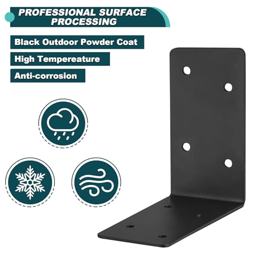YVHFWOY 20Pcs Corner Braces,4"x4"x2" Black L Brackets for Wood,Heavy Duty 2mm Steel Black Raised Garden Bed Corner Brackets,90 Degree L Shape Bracket for Furniture,Bed,Shelf Bracket by YVHFWOY - Image 4
