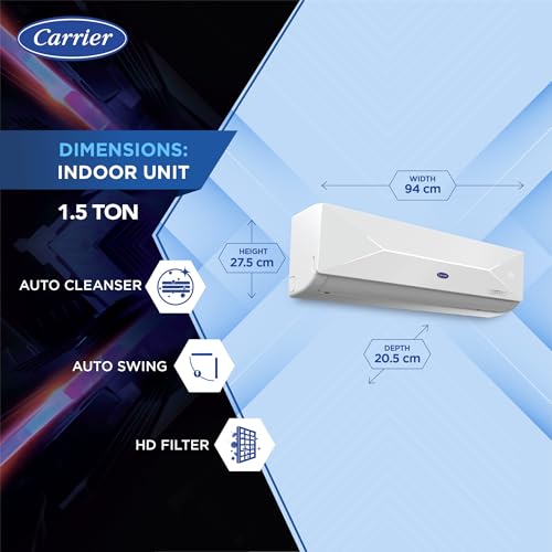 Image of Carrier 1.5 Ton 3 Star X-Line LED Flexicool Inverter Split AC (Copper,Smart Energy Display, Convertible 6-in-1,Dual Filtration with HD & PM 2.5 Filter, XCEL LUMO EXI, CAI18CL3R34F0,White)