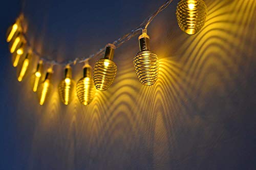 Image of Xenith 14 LED Decorative Spring Bulb Shape Golden Metal String Lights Fairy Lights Decorative Lights for Diwali Christmas Home Marriage New-Year Decoration Lighting (Warm White, 3.5 Meter)