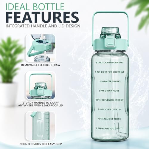 Image of Transparent Water Bottle 2000ML with Motivational Time Marker | Leak Proof&Break-Proof 2 litre water bottle | Best Usage For Office /School /Gym /Travel Water Bottle