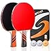 Easy-Room Juego de 2 raquetas de ping pong y 3 pelotas y palas de ping pong con funda de transporte (profesional)
