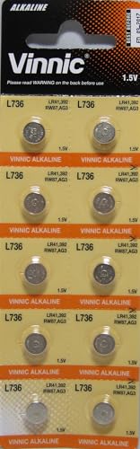 Card of Ten LR41 Equivalent Alkaline Batteries for Streamlight Key Chain NanoLight