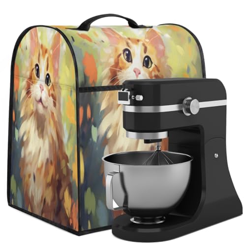 Coffee Maker Cover Watercolor Cute Cat Kitchen Appliance Covers Small Appliance Covers Blender Cover Juicer Cover Dust Covers for Kitchen Appliances with Top Handle and Pockets,Washable,C377