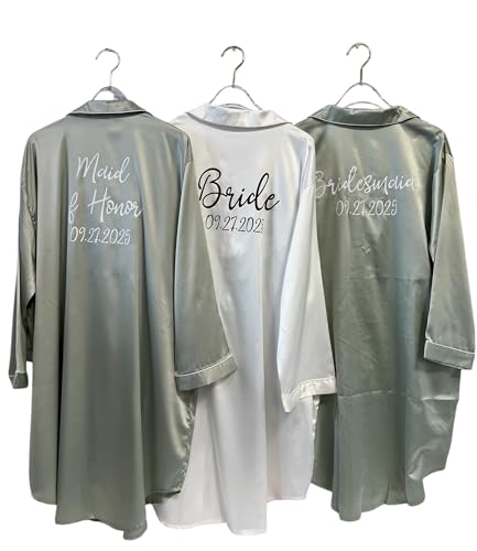 Bridesmaid Pajama Long Sleeve Personalized Sleep Shirt Wedding Gift Button Down Shirts Getting Ready Robe Bridesmaids Proposal Blush3