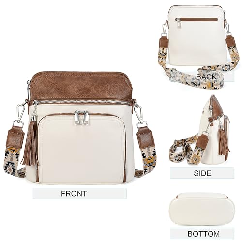 UTO Crossbody Bags for Women Purse with 2PCS Strap Simple and fashionable Zipped Pockets Bucket Handbag Shoulder Bag4
