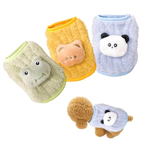 Valicaer 3 pezzi XXS inverno caldo gattino cucciolo di gattino, Yorkie Teacup Dog Chihuahua morbido piccolo cane maglione maglione in pile per mini cani appena nati gatti