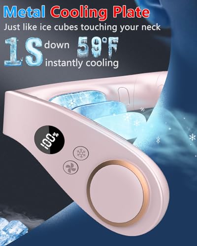 Image of Neck Fan with Cooling Plate-Personal Fans for Your Neck with Flexible Adjustable Angle,LED Digital Display&4 Speeds,Cooling Neck Fan for Women Men Ventilador de Cuello Portatil Aire Frio Purple