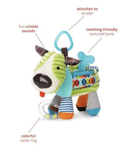 Image of Soft Toy Baby Activity and Teething Toy with Multi-Sensory Rattle and Textures, Gift for Newborns and Infants (Puppy)