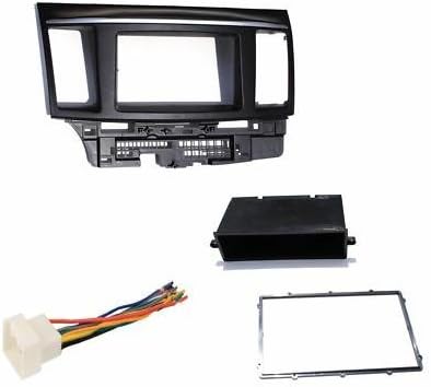 Aftermarket Stereo Double Din Dash Installation Install Kit + Wire Harness Compatible with Mitsubishi Lancer/Lancer Evolution (2007-2017)