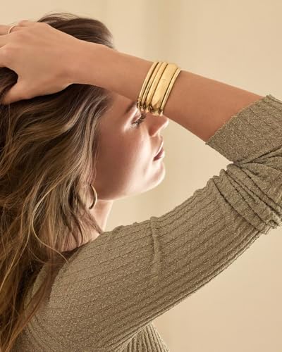 gorjana - Paseo Cuff - 18k gold plated brass - Multiple size choices - Polished finish - Hinge closure - Enhancing a casual look3