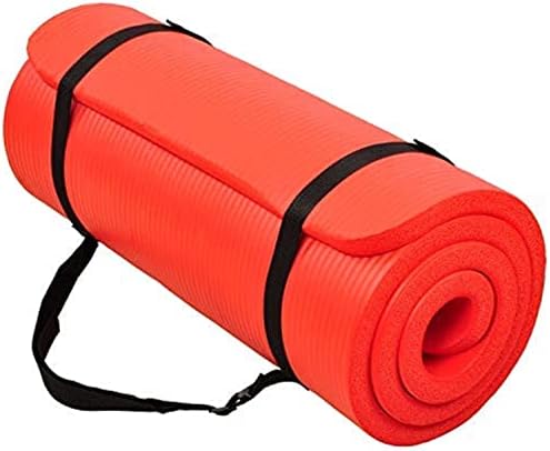 BalanceFrom GoCloud All-Purpose 1-Inch Extra Thick High Density Anti-Tear Exercise Yoga Mat with Carrying Strap (Red)