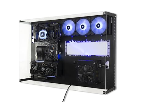 ABK Design - Wall Computer Case - Wall Pc Case - ATX Pc Case - Gaming PC Case - Wall Mount Pc Cases - Gaming Computer - ATX case - Custom Pc Cases - Wall Mount (Wall Computer + Plexiglass, Black)