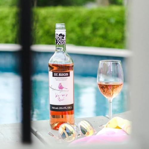 Image of ST. REGIS Non-Alcoholic Shiraz Rose 25.4 Fl Oz (1 Pack) - Low Calorie and Sugar - Raspberry Pink Fruity Rich Flavor from North of Spain - Paleo Diet