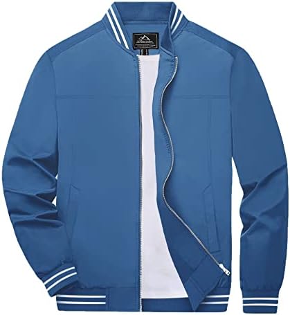 Boladeci Blue Bomber Jacket Mens Light Jackets for Men Lightweight Thin Fashion Casual Spring Summer Fall Jackets for Men Windbreaker Track Jackets