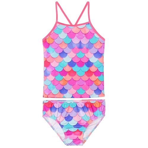 TFJH 2PCS Girls Bathing Suits Bikini Swimsuits UPF 50+ Strap Fashion Bikini Sets S477 Hotpink Scale 4A