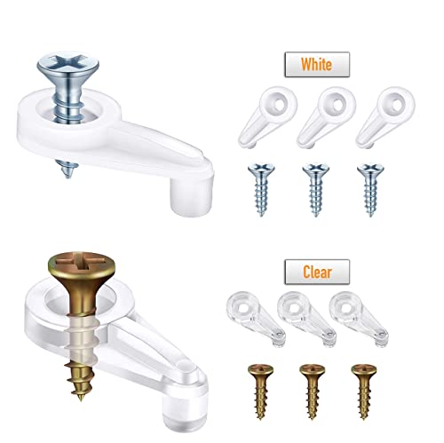 Image of JSglobal Glass pane window screen clips, 60 pack Mirror hanging kit, mirror hanging hardware in compact container. 4mm Mirror clips with screws for frame fasteners, glass fasteners & mirror fasteners.